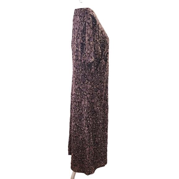 Talbots Brown Cream Sheer Overlay Maxi Dress - Picture 3 of 5